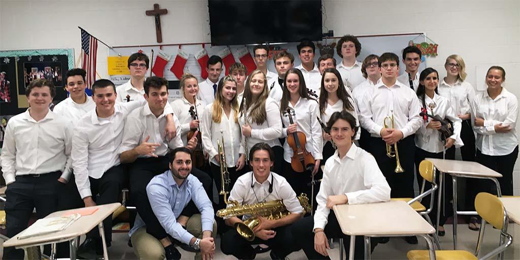 Group of musical students posing for picture